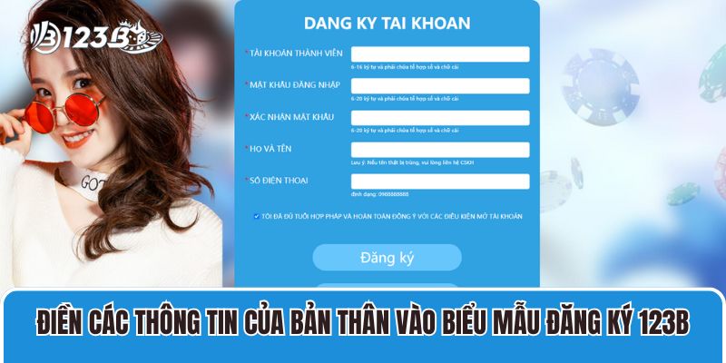 Hướng dẫn đăng ký 123B 2 Điền các thông tin của bản thân vào biểu mẫu đăng ký 123B